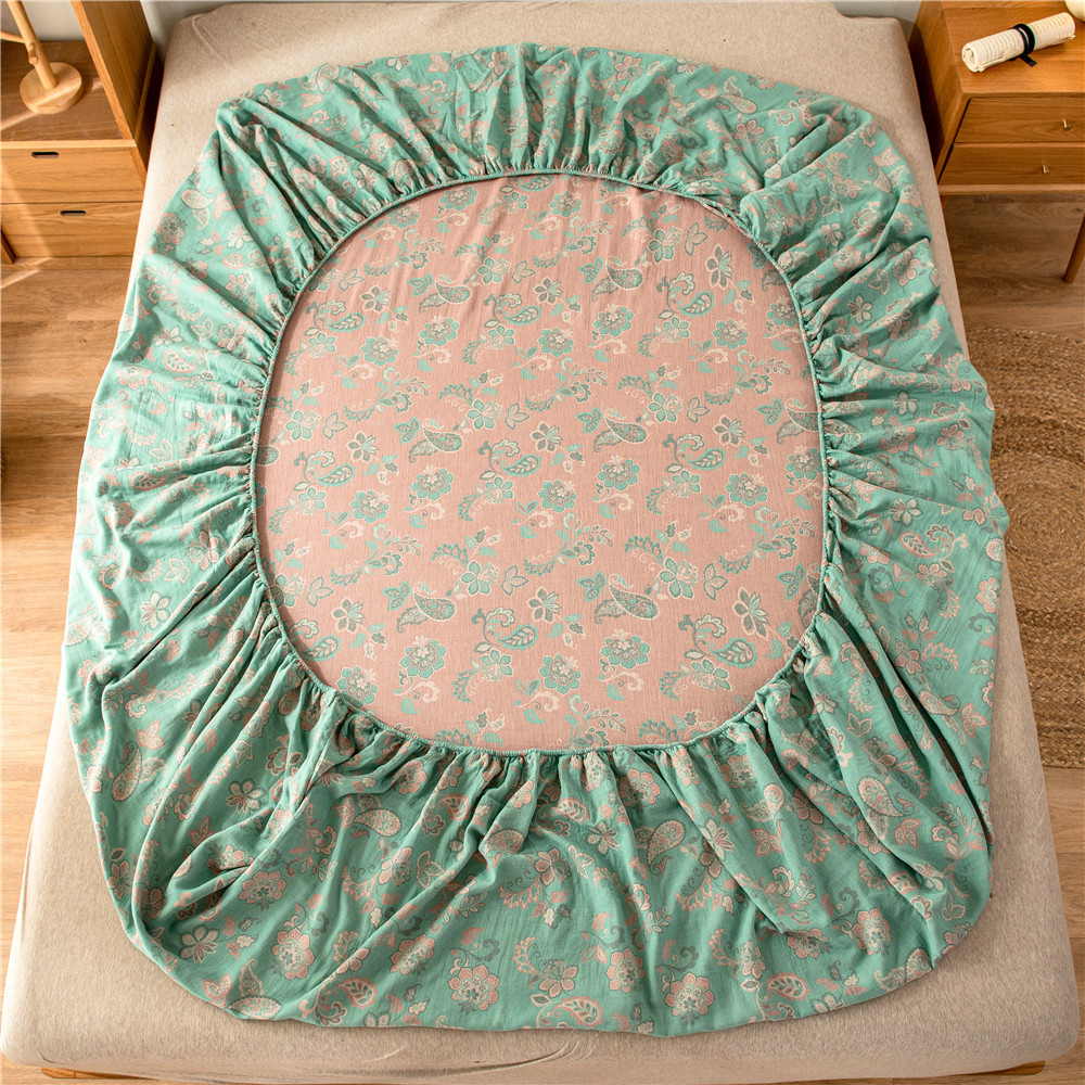 Pure cotton yarn-dyed jacquard double-layer gauze bed cover, single piece of all-cotton gauze mattress protective cover, bedspread, bed cover, single piece of bedding pic 21