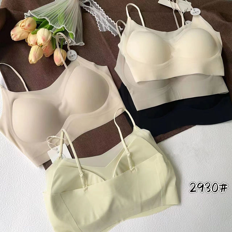Summer ice silk traceless back beauty jelly strip underwear for women, ultra-thin gathering latex fixed cup soft support one-piece bra pic 9
