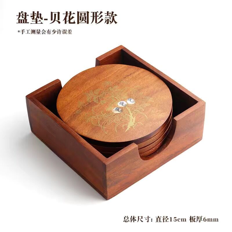 花梨木大号杯垫碗垫红木隔热垫餐桌垫创意家用木质镂空防烫垫批发详情18