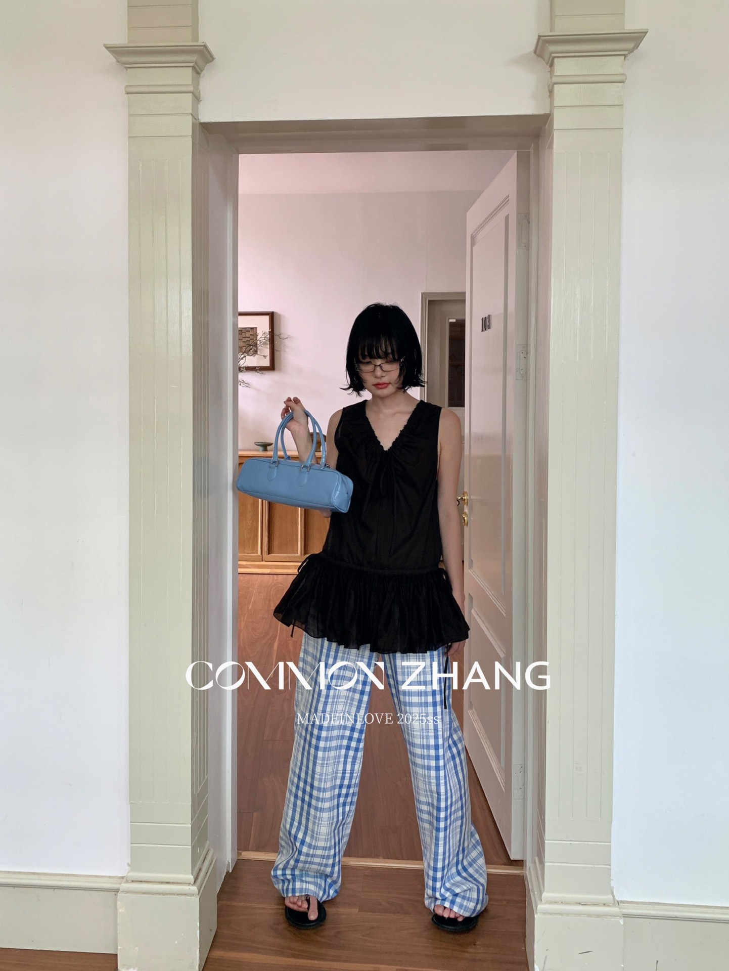 CZ ZHANG Summer French mint Manbo V-neck lace-up Youthful A-line puffed vest dress for women, B23782 pic 40