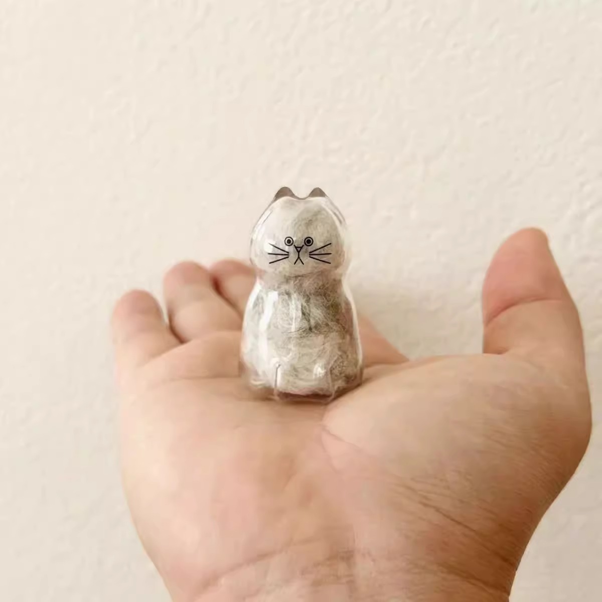 透明猫型猫毛收纳吊饰扭蛋猫咪毛发存放胶囊纪念包钥匙扣包挂件详情14
