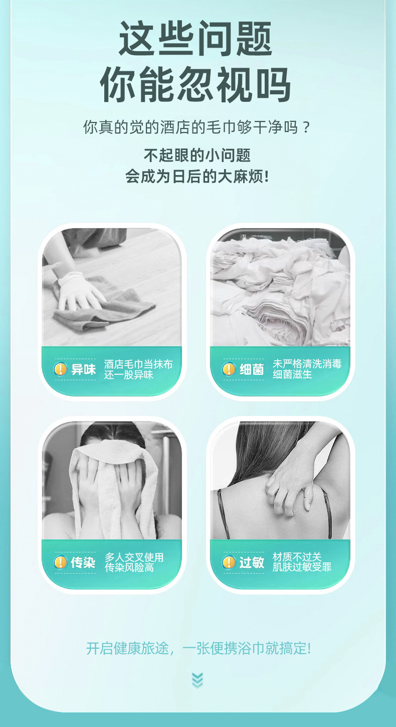 一次性浴巾压缩毛巾纯棉加厚洗脸巾旅行酒店用品单独包装旅游便携详情3