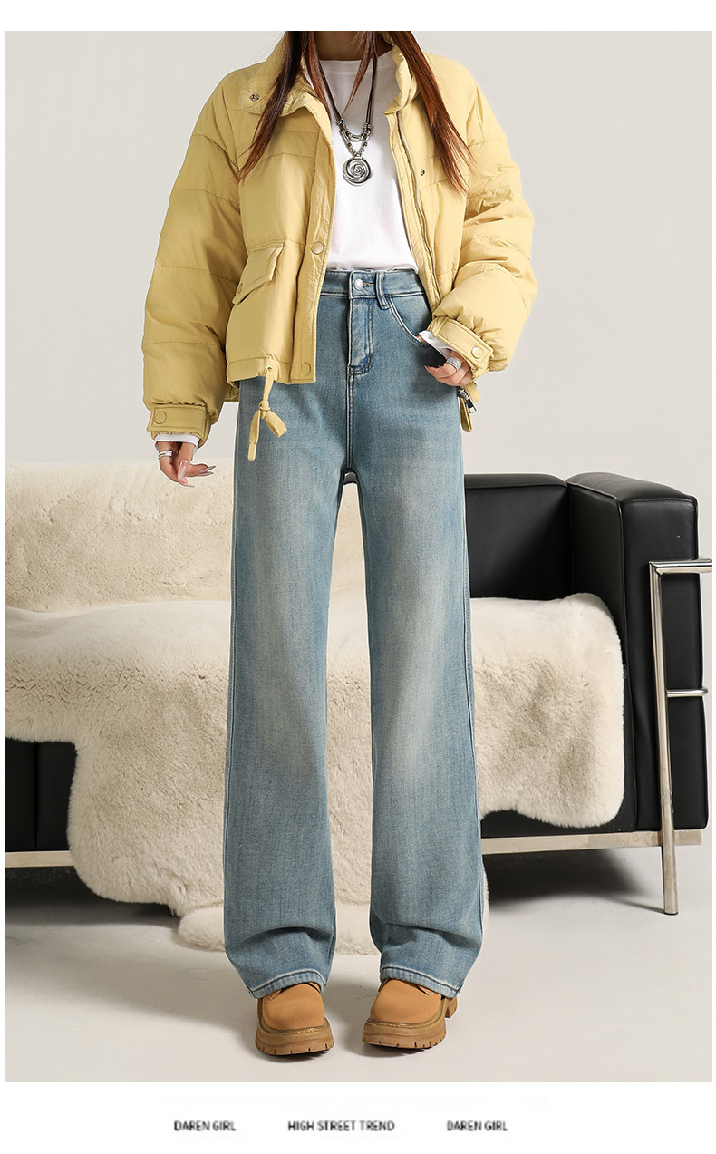 Fleece, warm, super soft, elastic, narrow, wide, straight, smooth, classic, versatile, loose, comfortable, thick denim autumn wear pic 25