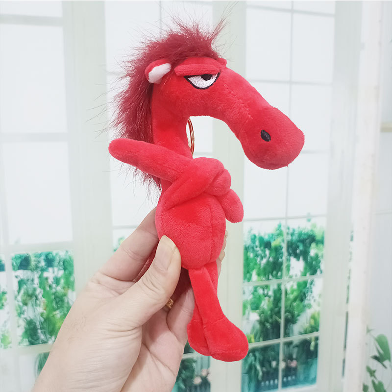 爆款2026马年吉祥物高冷黑马钥匙扣挂件玩偶毛绒玩具情侣包包挂饰详情4