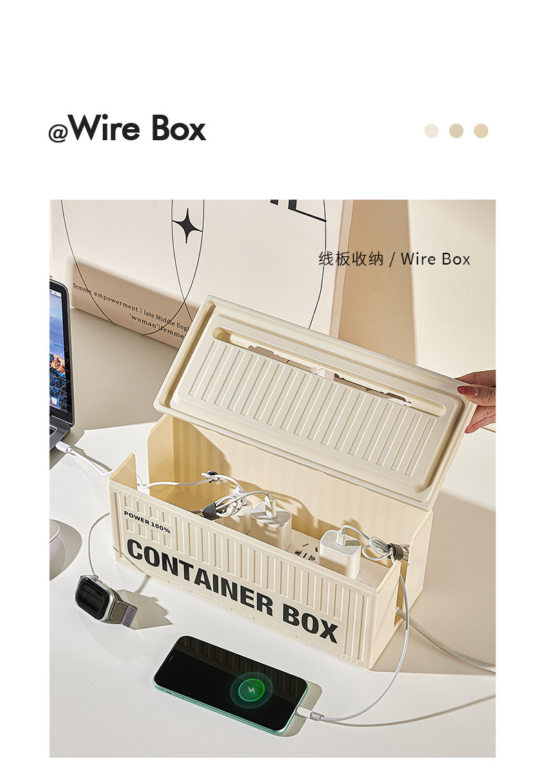 Industrial-style power strip socket storage box, power cord charger, hub box, office data cable, desktop organization box pic 6