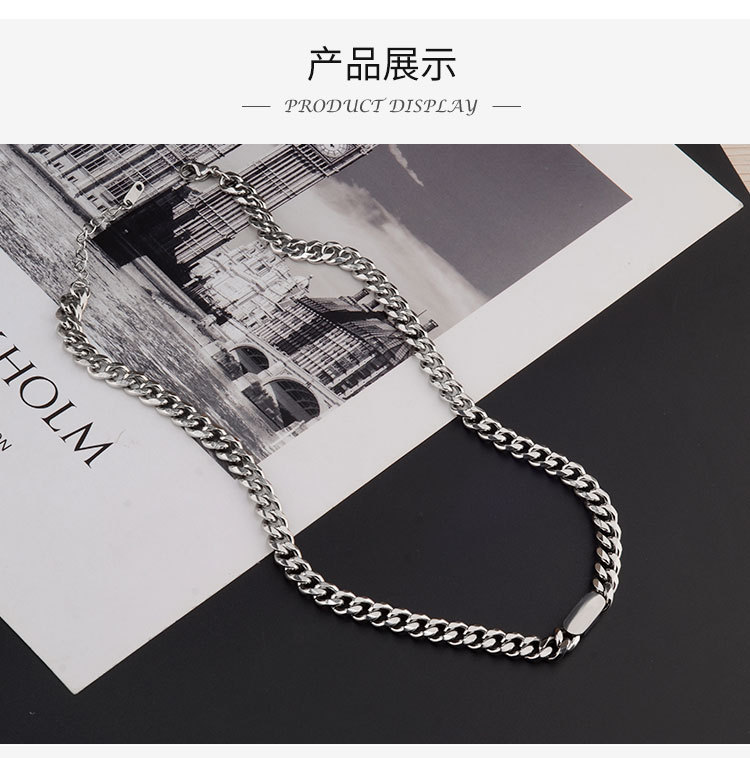 王嘉尔同款项链男古巴链美式hiphop钛钢项链女轻奢高级ins潮嘻哈详情4