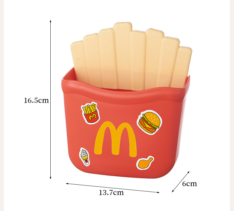 French fries wall-mounted storage cylinder without drilling holes, wall-mounted mobile phone remote control storage box, bathroom toothbrush and toothpaste rack pic 2