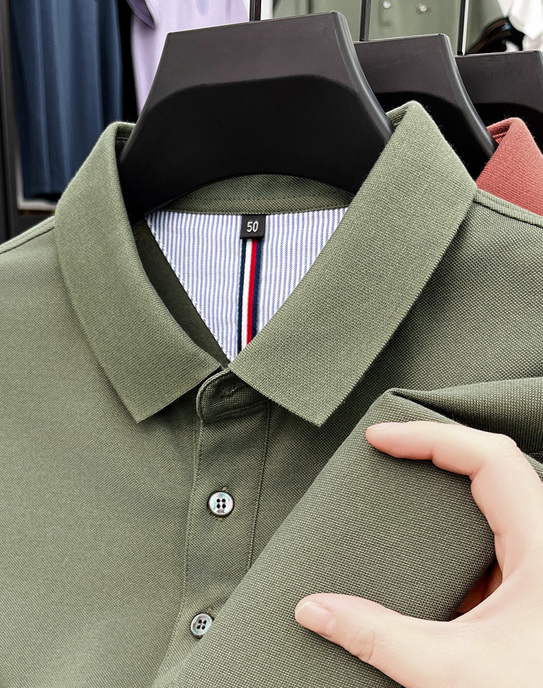 细珠地纯棉polo衫短袖男夏季新款中年纯色商务休闲翻领男士t恤详情23