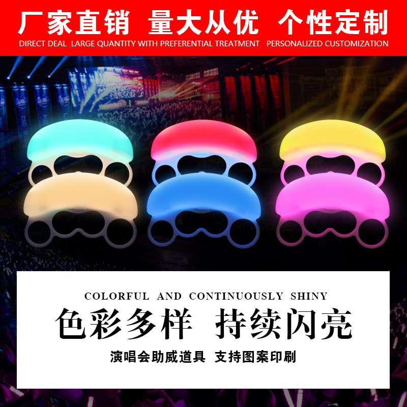 批发15色手指酒吧蹦迪助威道具DXM场控变色荧光手灯LED应援戒指灯详情1