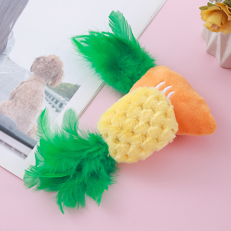 Cat feather pineapple interactive training, paper mint plush toy, cat to relieve boredom, shuttlecock, carrot, dog toy pic 5
