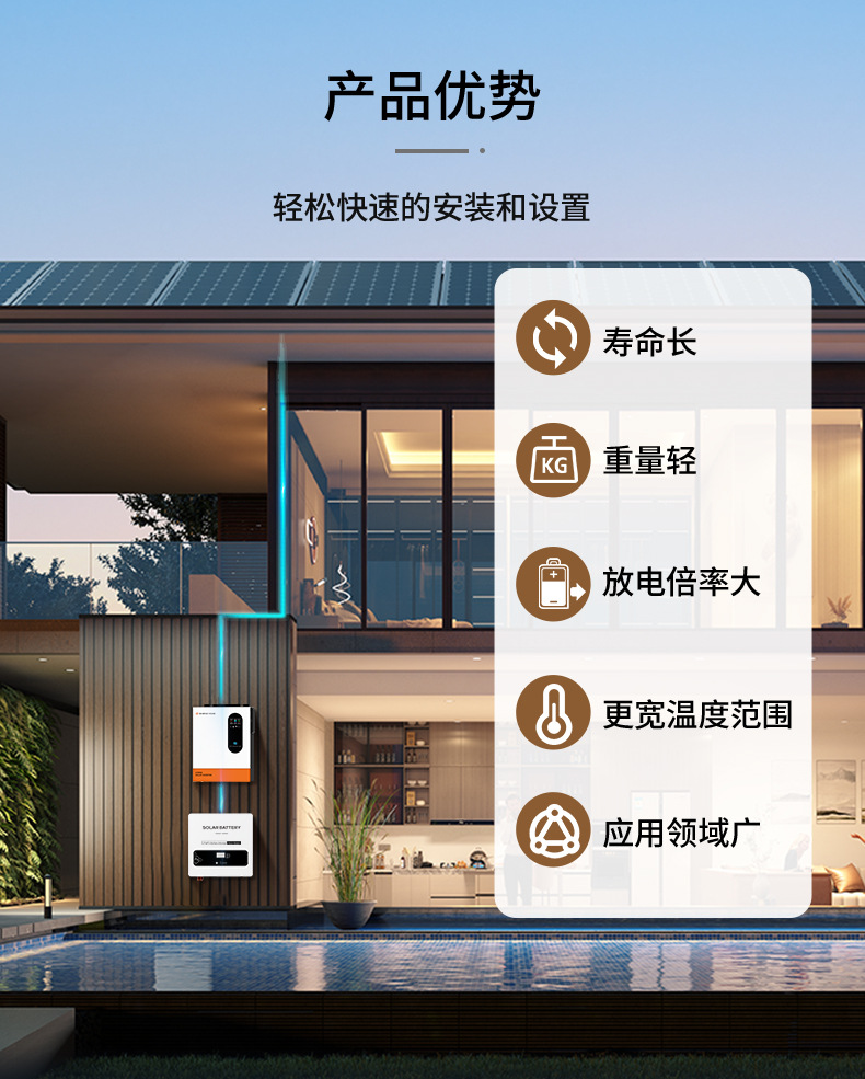5KWH家用储能电池 太阳能锂电池光伏一体机柜 高效solar energy储能系统 其他分类可选详情5
