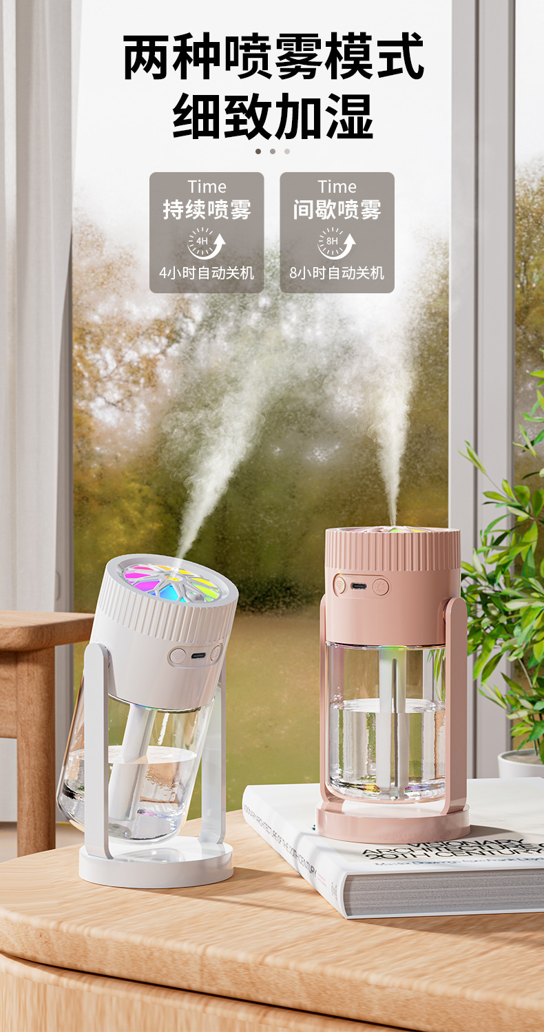 新款满天星摇头加湿器 家用大雾量静音迷你小型车载补水空调加湿详情7