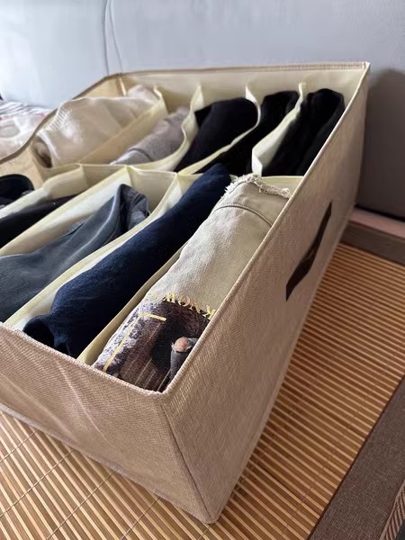 Double-row pants storage box, home clothes organizing box, wardrobe compartments for clothes storage, drawer layering magic tool pic 7