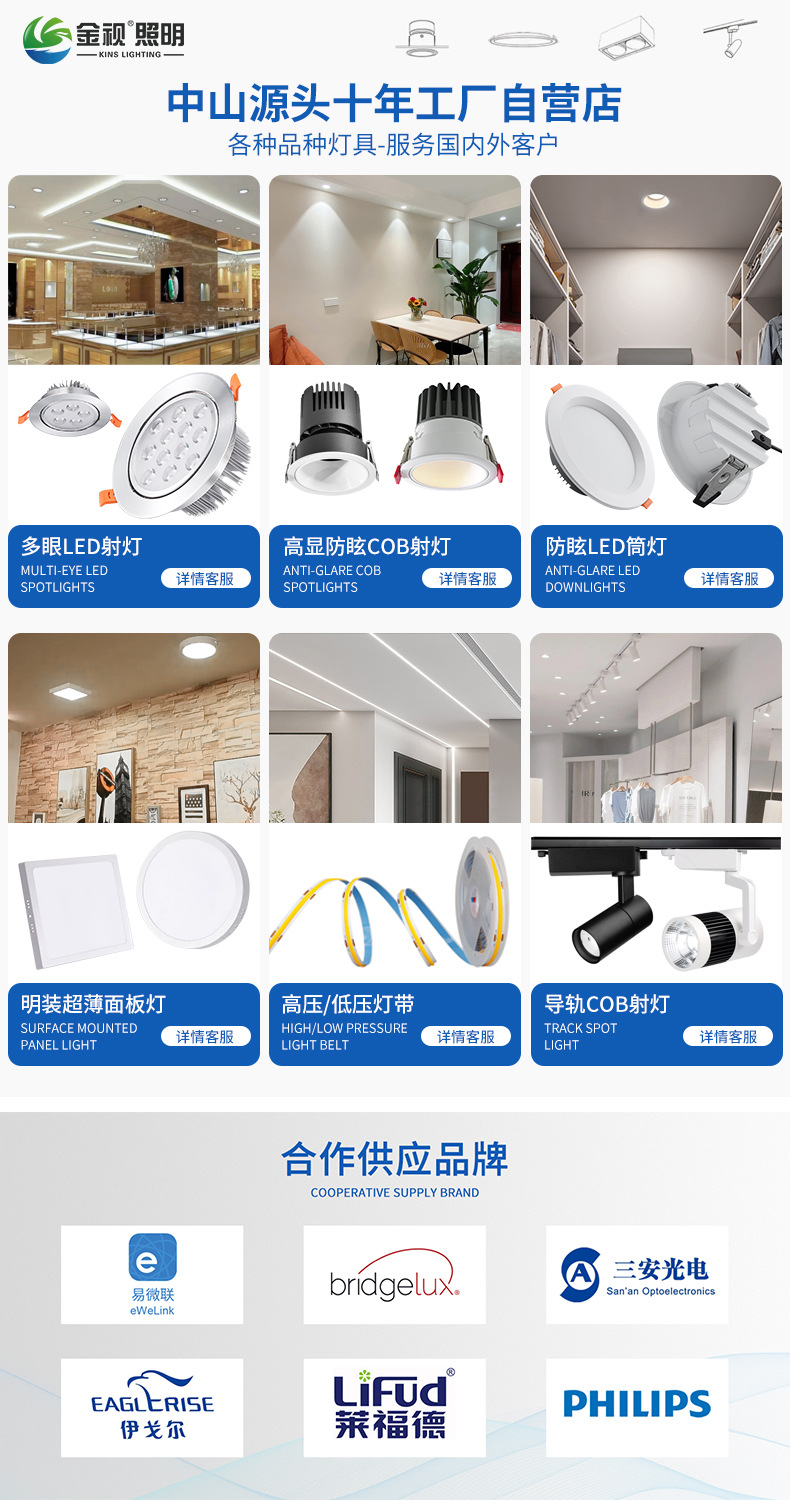 多眼led射灯嵌入式孔灯3W5W高亮牛眼聚光灯洗墙家用店铺商用天花详情1