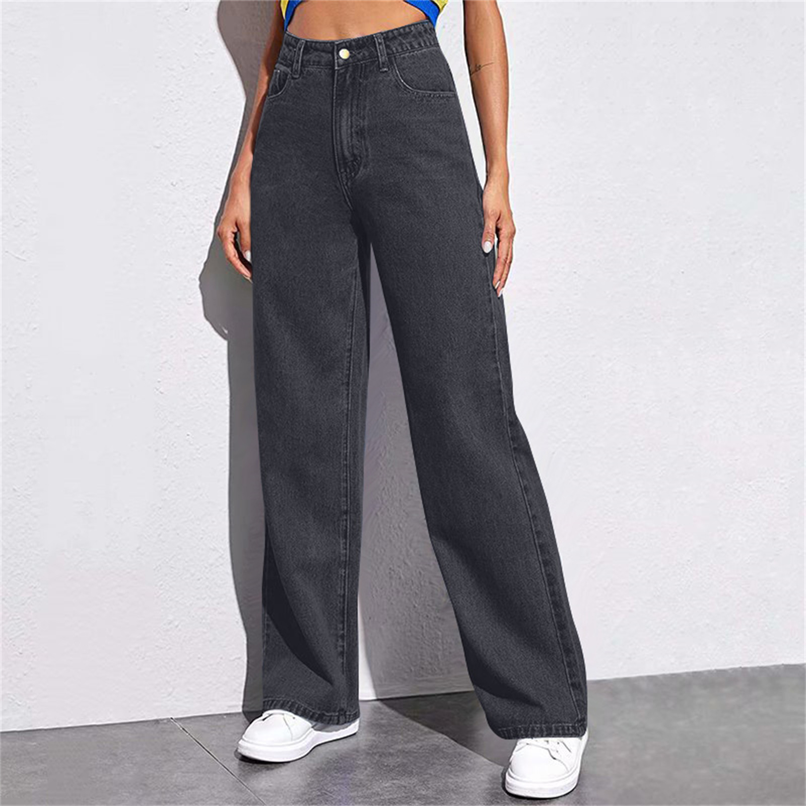 New high-waisted wide-leg jeans for women from Europe and America are slimming, straight-leg and versatile, with a retro American drape pic 11