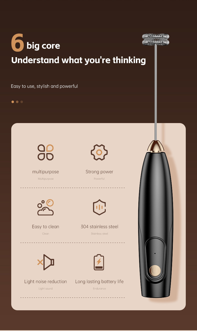 USB充电手持咖啡奶泡器电动榨汁机白色便携式家用详情2