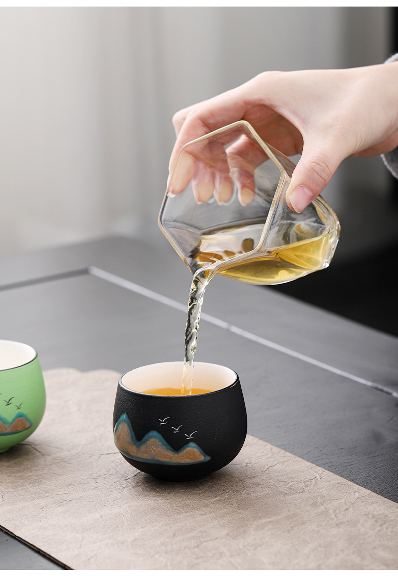 New Chinese-style distant mountain tea set, high-end kung Fu ceramic tea cups, portable tea brewing gift box, gift logo pic 5