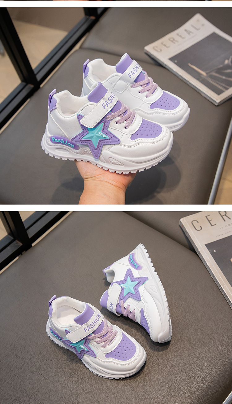 童鞋运动鞋皮面鞋子2024春秋新款儿童软底跑步鞋中大童女孩老爹鞋详情12