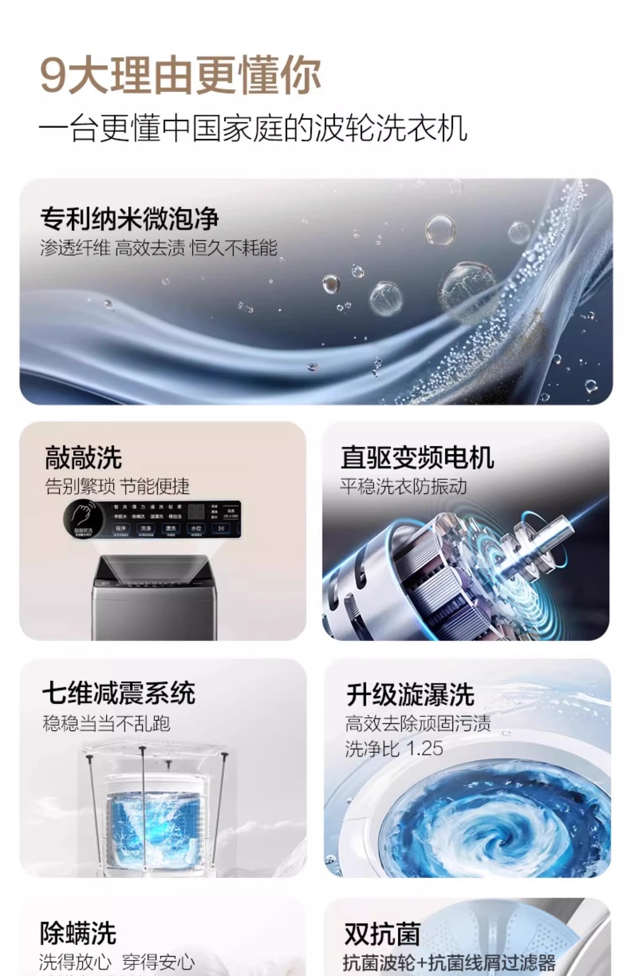 海尓波轮洗衣机全自动10公斤大容量小型直驱变频防缠绕一级能效详情3