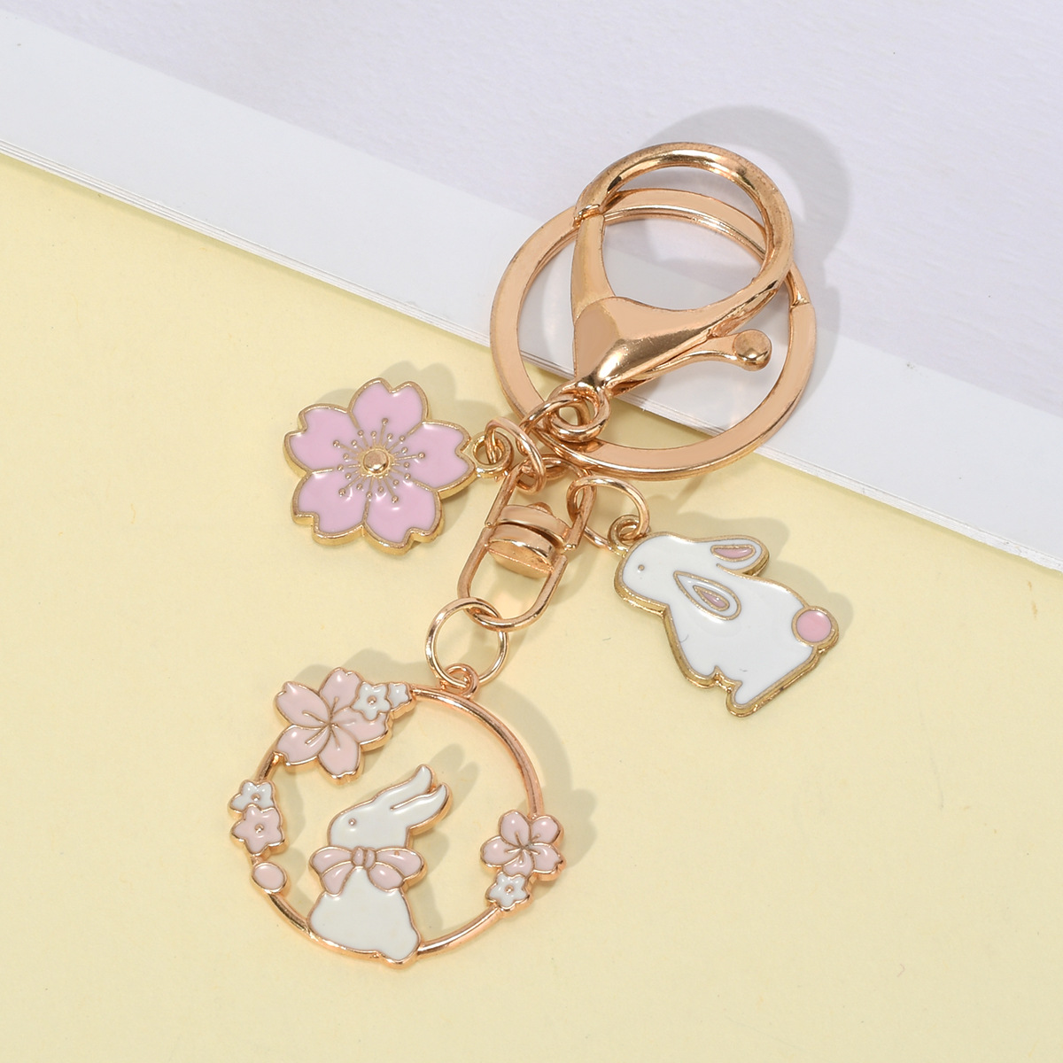 创意卡通可爱钥匙扣樱花兔子猫猫 ins背包书包挂件吊坠质感小礼物详情4