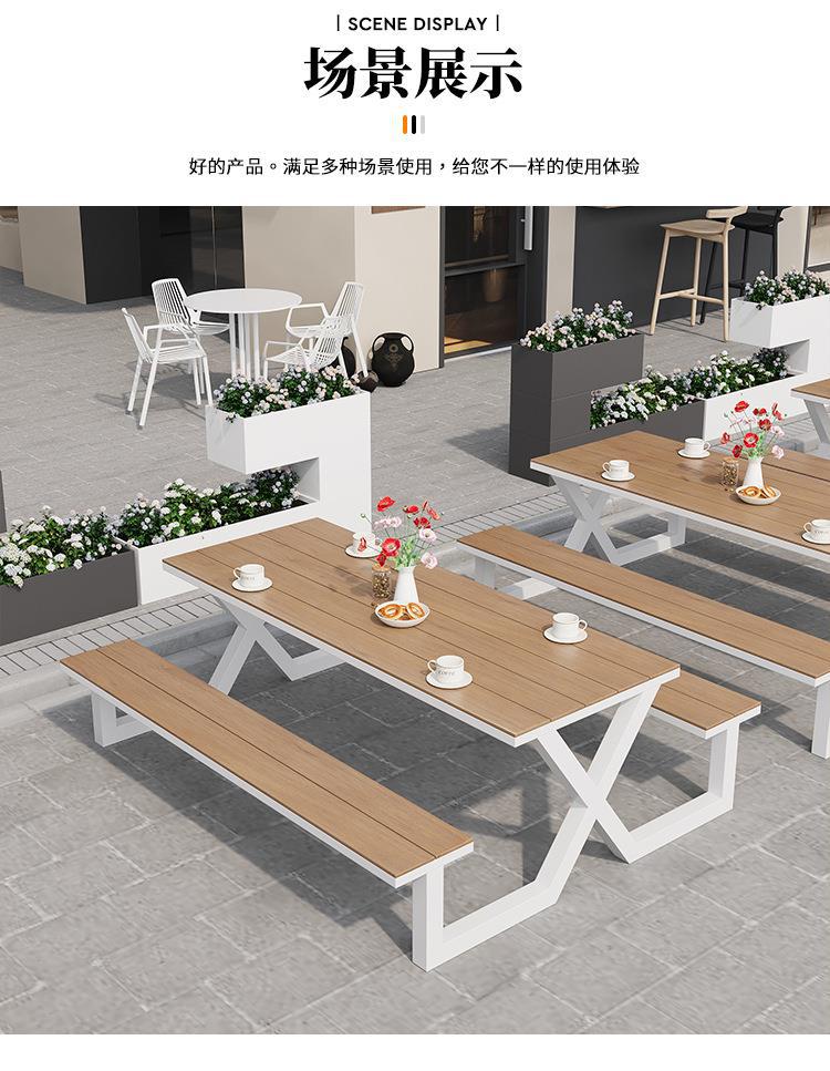 Star Factory outdoor connected park table and chair sets, garden courtyard seats, outdoor benches for scenic spots, square outdoor tables and chairs pic 11