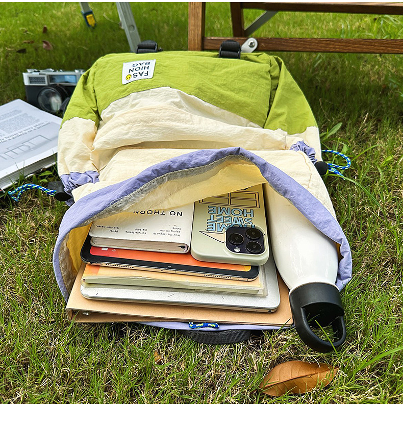 新款束口抽绳双肩包大容量休闲包户外运动登山包超轻量旅行背包详情50