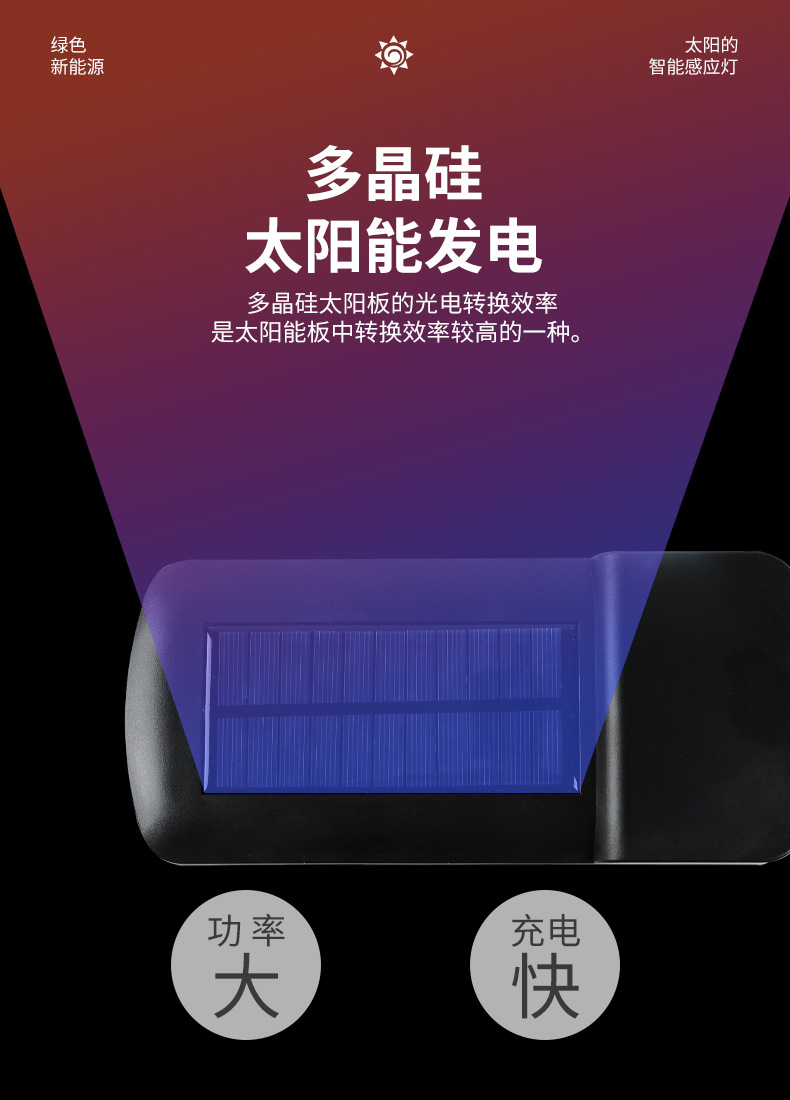 2021 Cross-border solar street lamps, outdoor waterproof LED garden lamps, outdoor human body sensing garden wall lamps pic 5