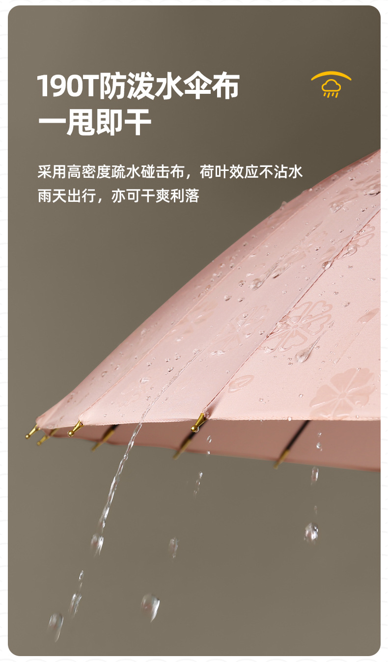 新款简约时尚小清新24骨直杆伞遇水开花伞加印logo雨伞广告伞详情22