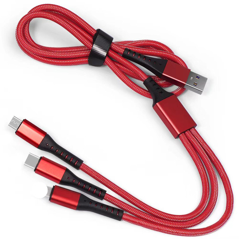 66W超级快充一拖三数据线手机快充三合一充电线6A渔网小礼品批发详情6