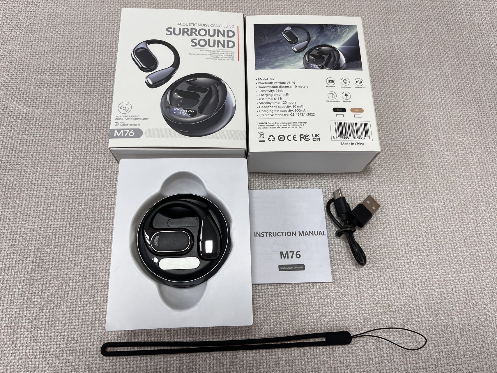 OWS oído montado M76 auriculares bluetooth cross-border blast modelo 5.4 uso sin dolor auriculares inalámbricos fuente fabricante pic 2