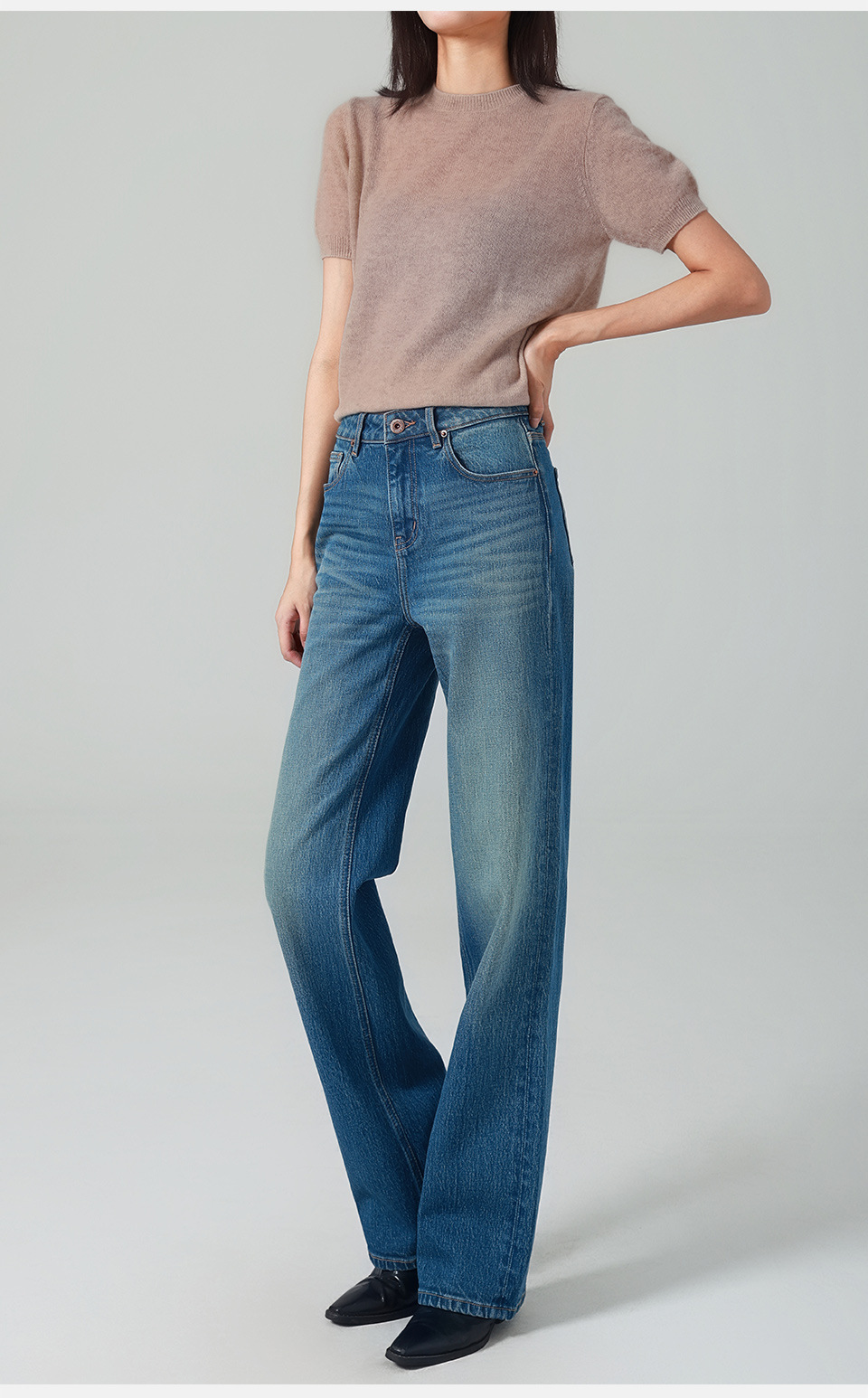 French fries pants/High-waisted Jeans for women, narrow straight-leg pants, elastic retro style, autumn/Winter 25, slimming and casual pic 22