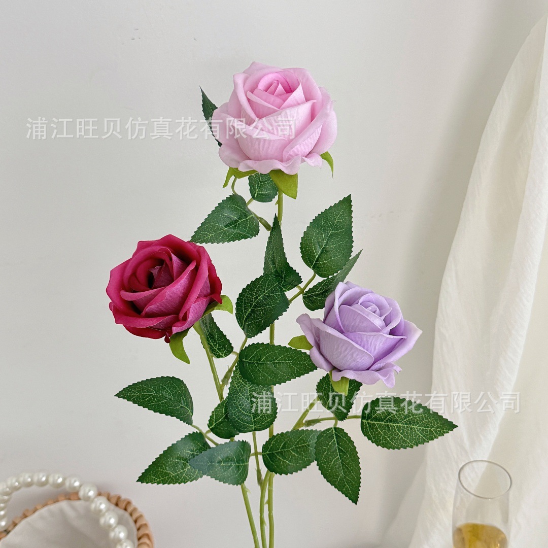 单支绒布仿真玫瑰花商场橱窗玫瑰瀑布户外布置花墙插花家居装饰花详情8