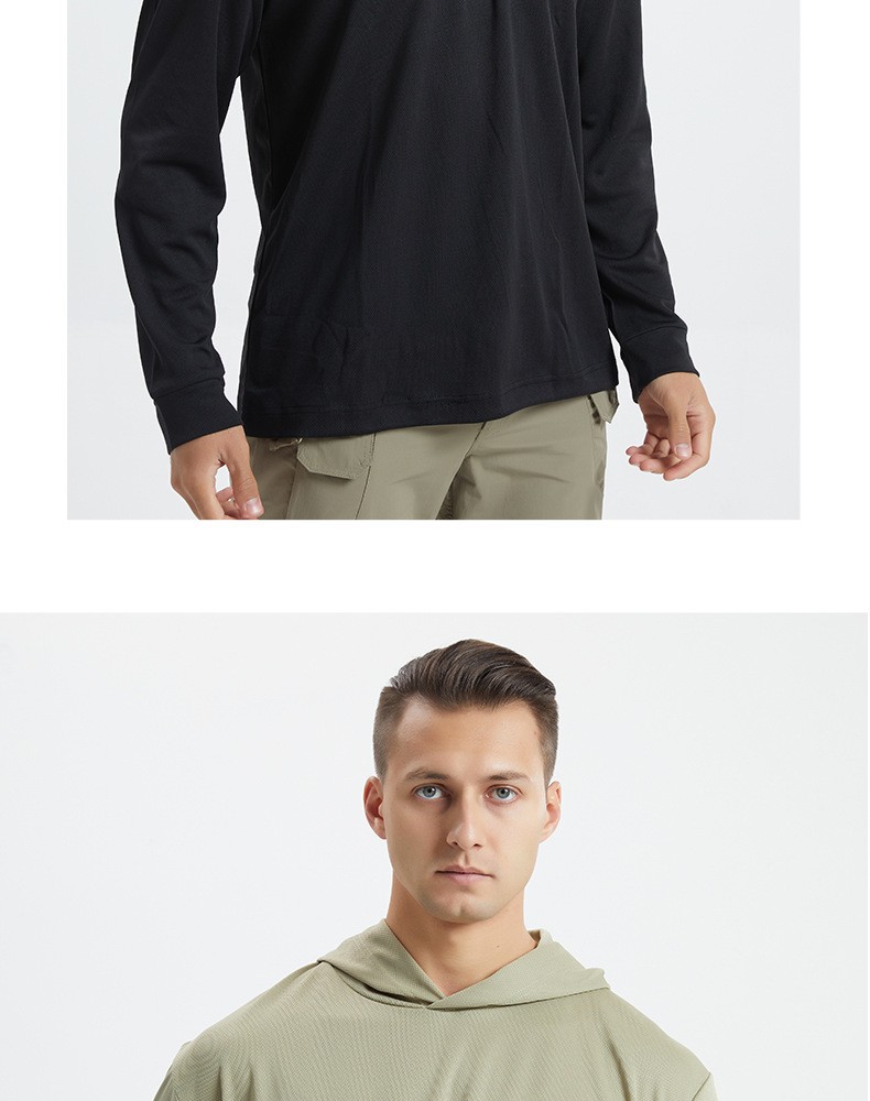 Yitu Custom long-sleeved T-shirt quick-drying hooded sun protection Outdoor sports fitness breathable tactical camouflage T-shirt for camping and fishing men pic 25