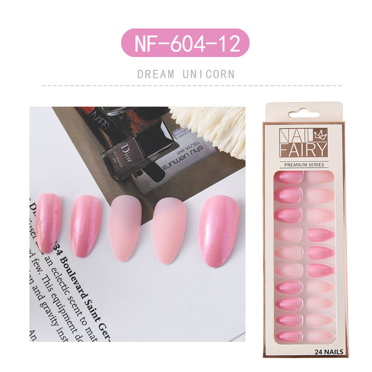 Cross-border new matte nail patches, wearable nails, reusable nail patches, finished fake nail sheets pic 15