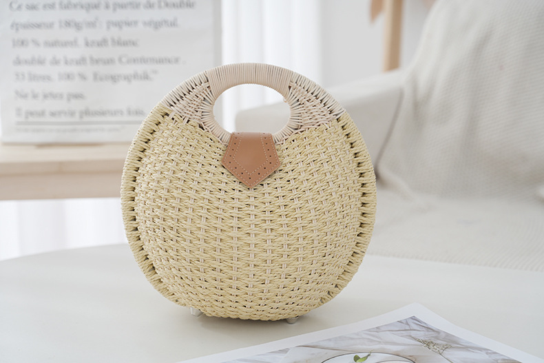 夏日简约手提跨境女包手工藤编沙滩草编包百搭时尚编织包休闲包详情18