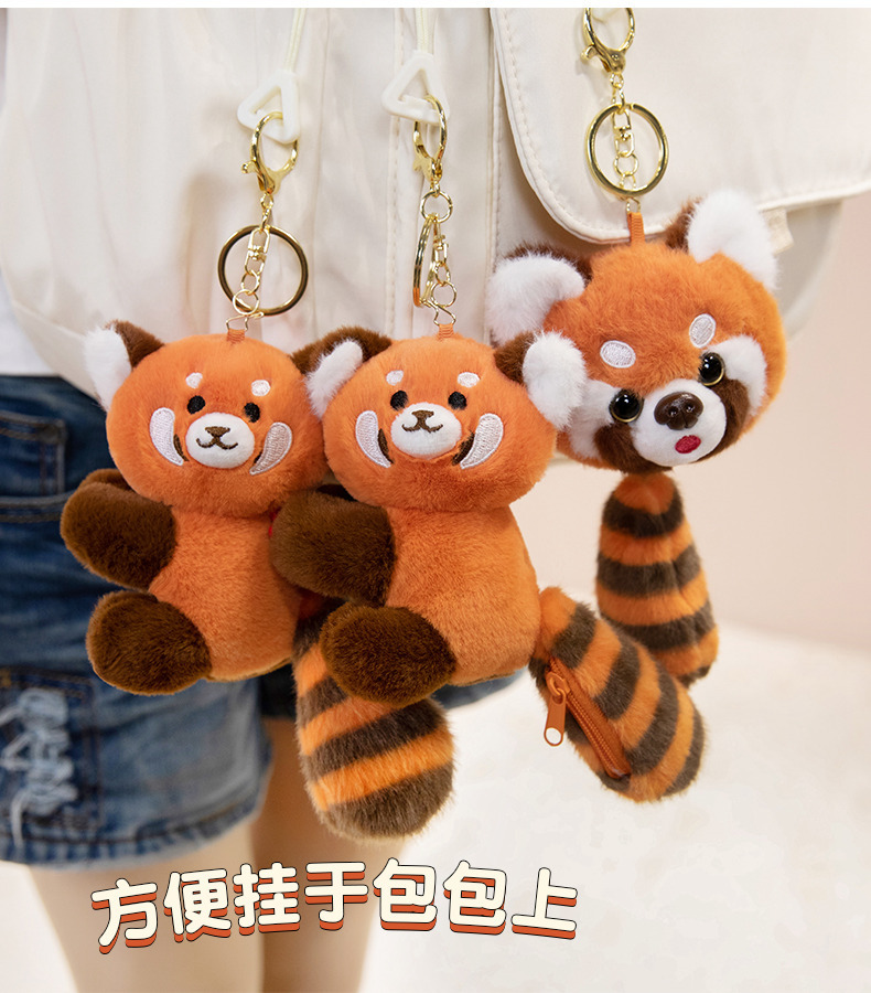 Cute little raccoon plush toy pendant, adorable panda series keychain doll, palm-sized treasure ornament pic 11