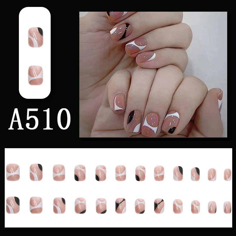 Wearable nail art pieces, artificial nail products, detachable, simple lemon ice transparent, popular online style Douyin nail art hair replacement pic 49