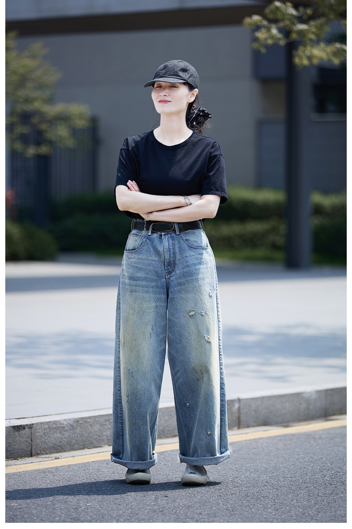 【 Random Thoughts 】 Summer Storm Ripped Heavy Washed jeans straight-leg pants for all four seasons pic 39