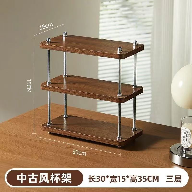 Desktop storage rack, three-layer kitchen coffee rack, desk partition rack, desktop storage, small bookshelf, water cup and tea set rack pic 13
