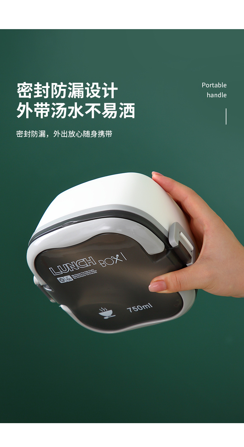 INS Morandi double-compartment lunch box, Chinese creative student cafeteria lunch box, microwave portable bento box pic 9