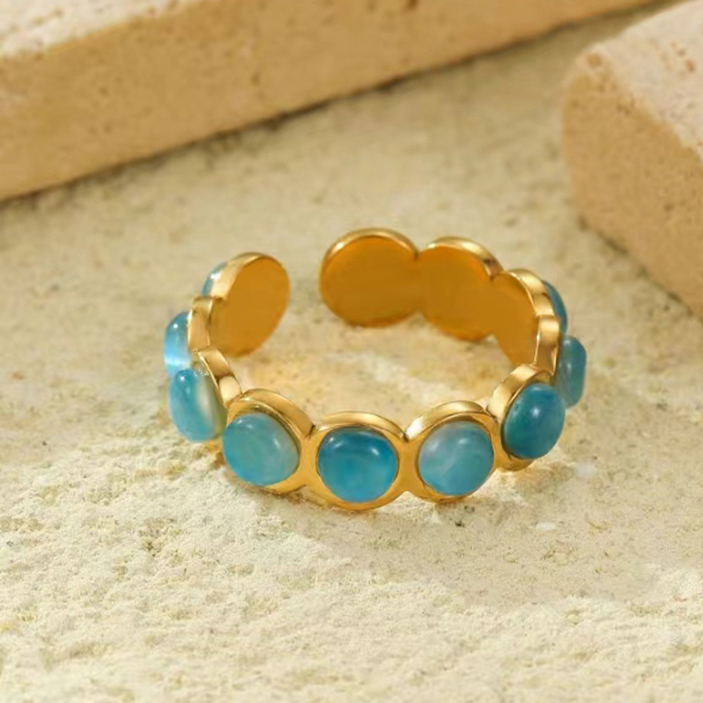 欧美跨境不锈钢戒指 珍珠开口戒指女轻奢高级感钛钢饰品批发厂家详情10