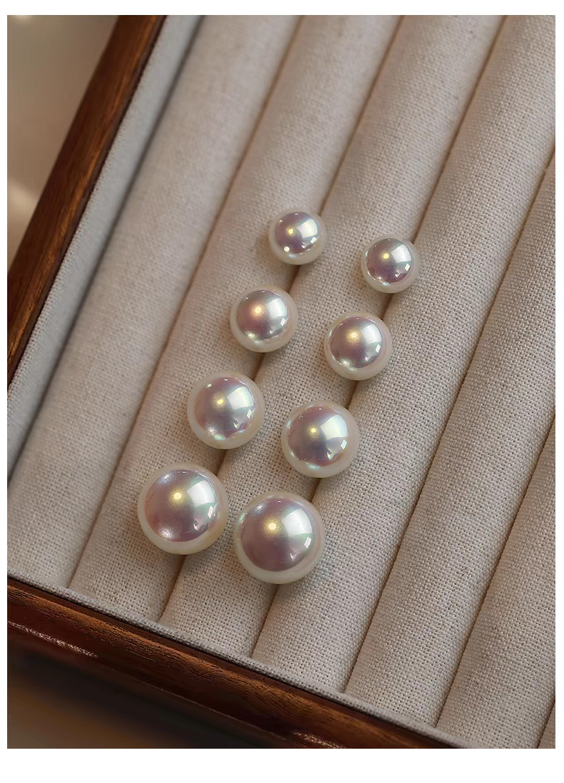 All-size 999 sterling silver high-gloss Shijia steamed bun pearl stud earrings, women's retro light luxury earrings, commuting fashion earrings pic 24