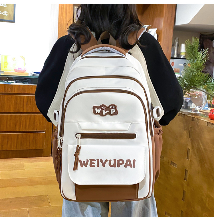 High-appearance-level color-blocking schoolbags for female junior high school students, large-capacity backpacks for high school students, multi-layered load-reducing backpacks for primary school students pic 7