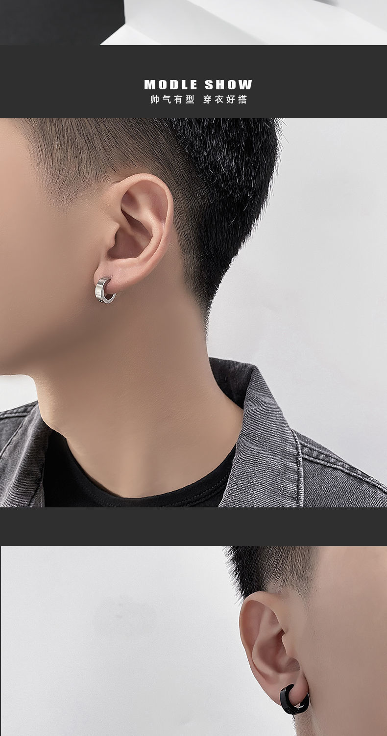 钛钢耳夹男不掉色无耳洞简约百搭高级感复古配饰女潮经典耳饰饰品详情4