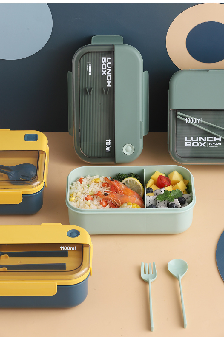 微波炉饭盒大容量lunch box食品级分格日式便当盒午餐带餐具塑料详情13