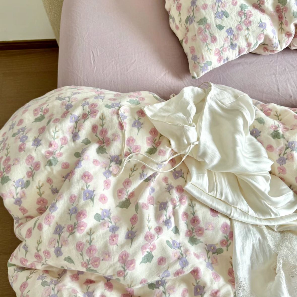 小红书A类全棉有氧双层纱四件套母婴级透气纯棉纱布小清新Kitty猫详情31