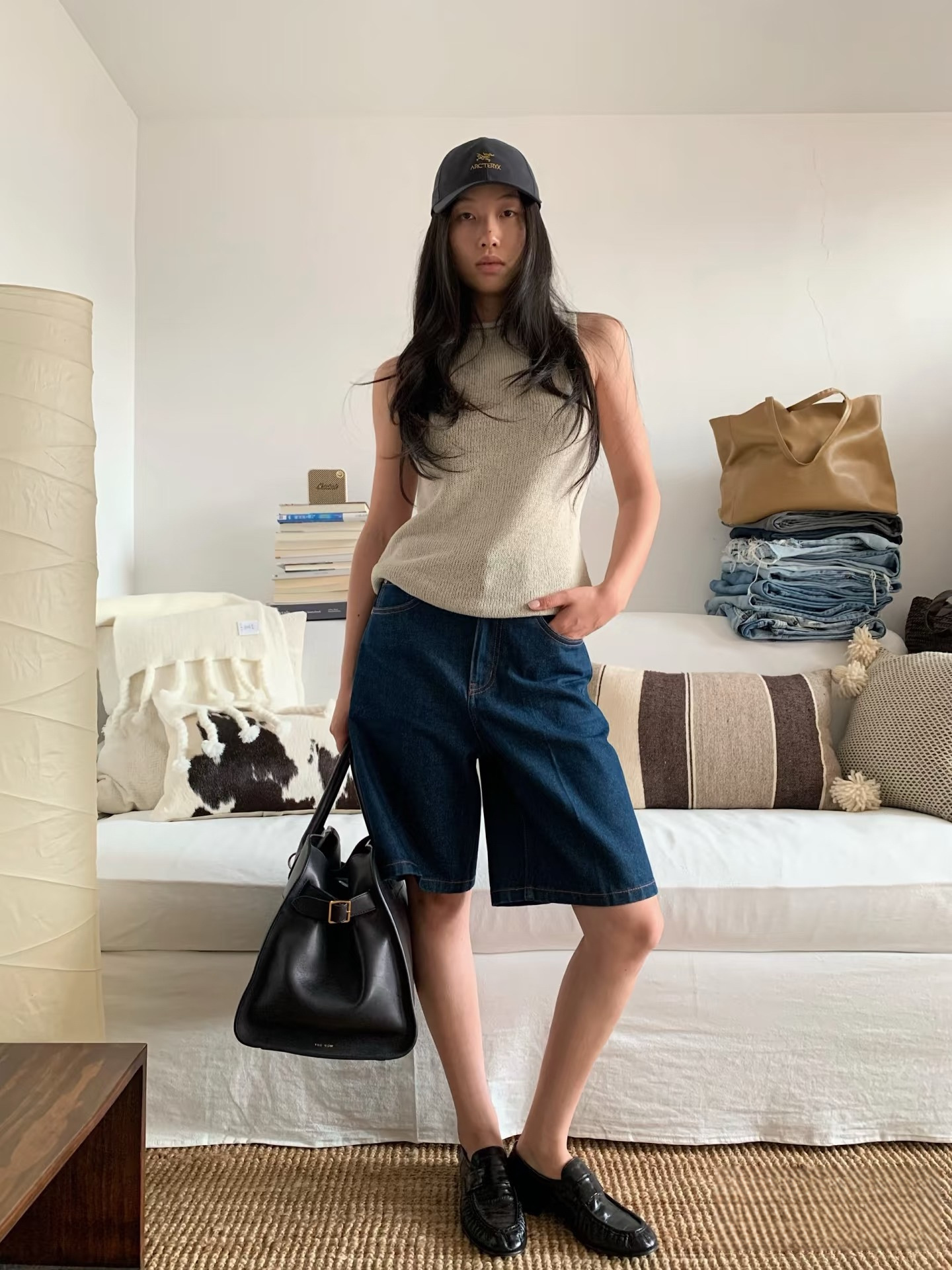 新款百搭多色亚麻棉感粗针织肌理颗粒半高领卷边毛织无袖背心5111详情30