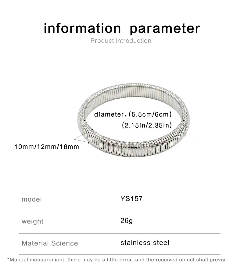 跨境弹力手环不锈钢18K镀金手镯男女街头元素饰品10-12-16-20MM详情18