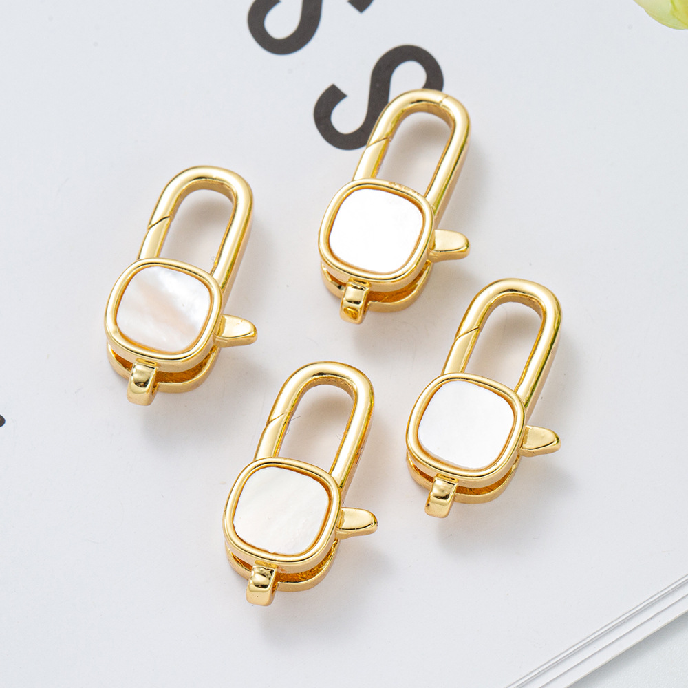 White shell geometric four-leaf clover butterfly Lobster clasp diy necklace bracelet accessory material Decorative clasp End connection clasp pic 13