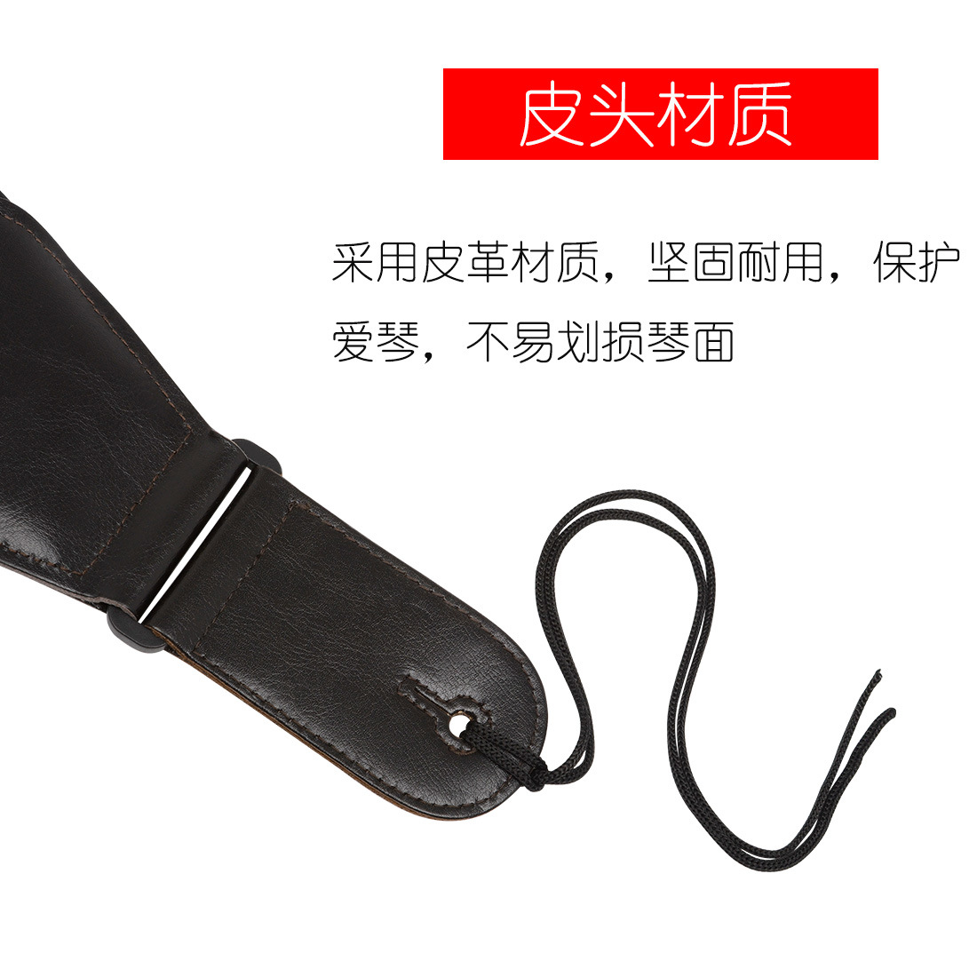 The guitar strap is made of cotton, thickened and widened, adjustable leather strap, pressure-reducing strap, and blue and white star bass shoulder strap pic 5